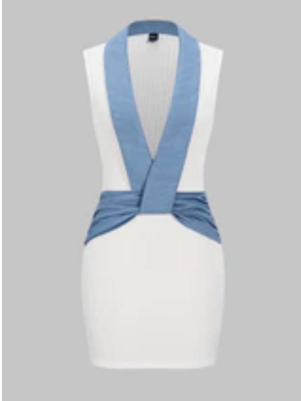 Micas Patchwork Contrast Wrap Halter Mini Dress